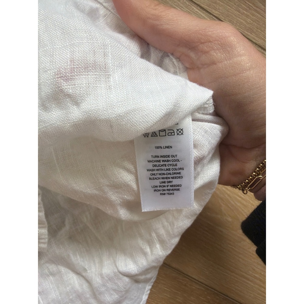 Sigrid Olsen Womens White 100% Linen Button Up Shirt Long Sleeve NWT Size L - Picture 6 of 8